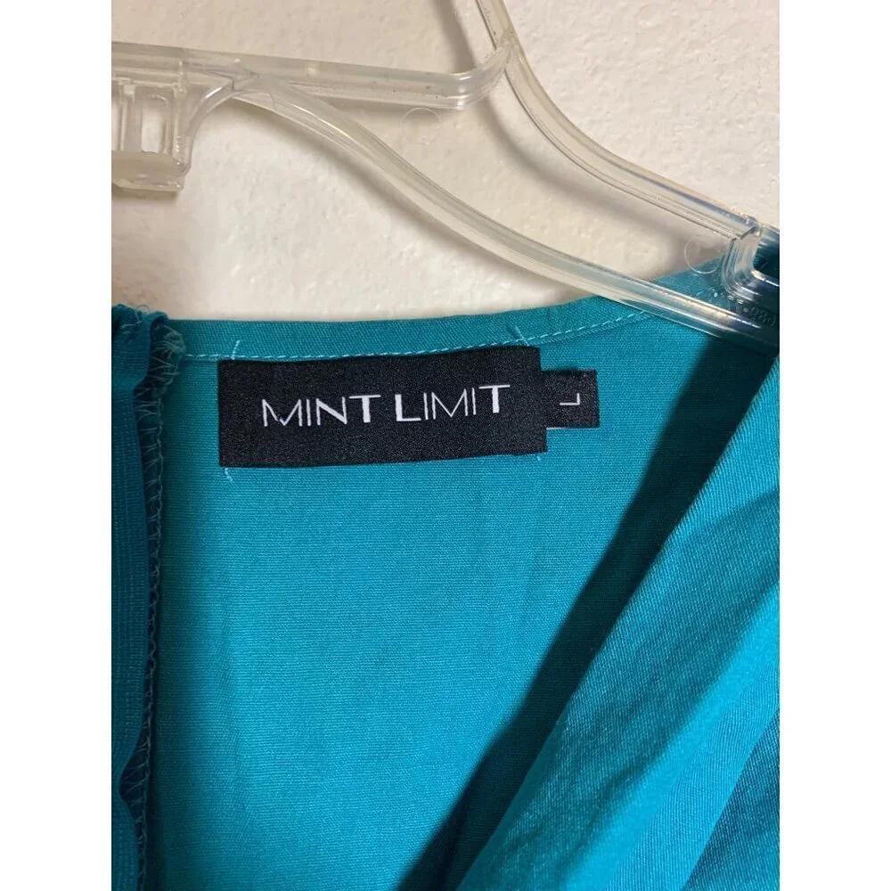 VTG Mint Limit Dress Retro 50s 60s Cotton Teal Blue Business Casual Size Large - Picture 5 of 6